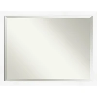 Cabinet White Narrow Frame Beveled Mirror