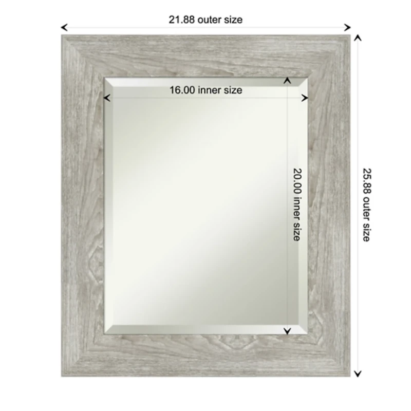 Dove Gray Scoop Frame Beveled Mirror