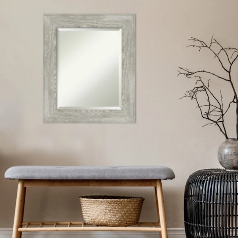 Dove Gray Scoop Frame Beveled Mirror