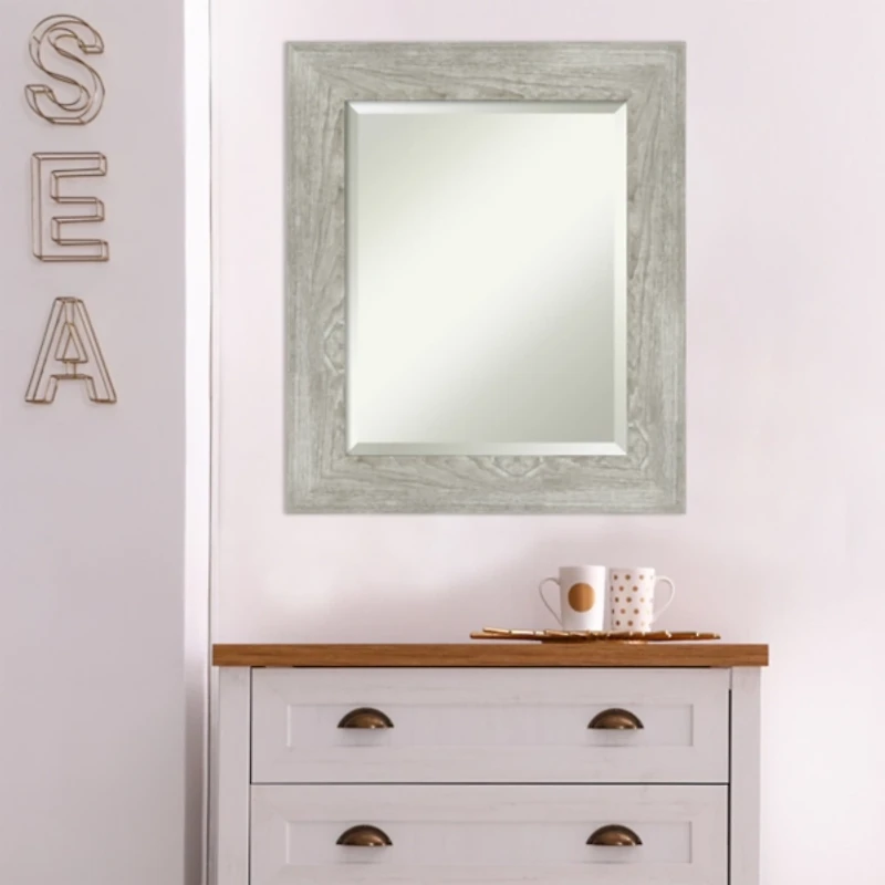 Dove Gray Scoop Frame Beveled Mirror
