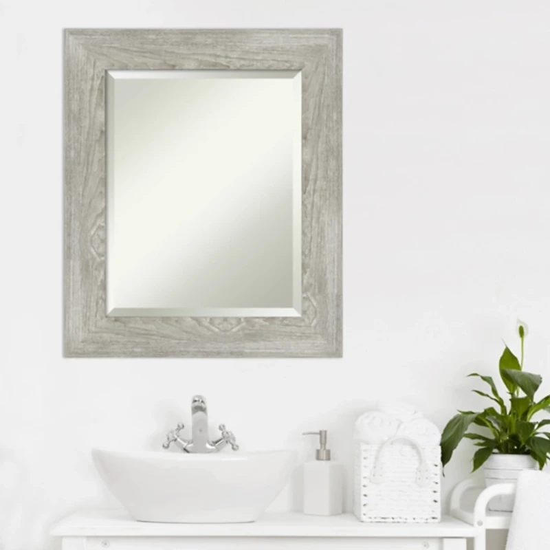 Dove Gray Scoop Frame Beveled Mirror