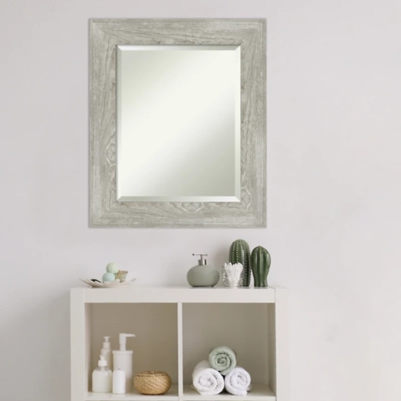 Dove Gray Scoop Frame Beveled Mirror