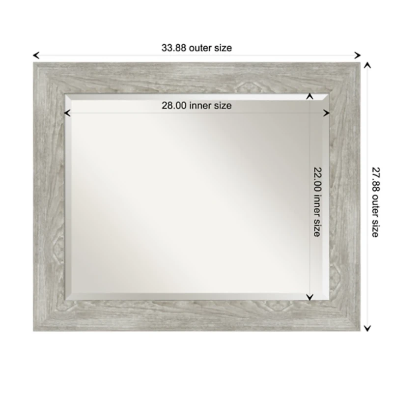 Dove Gray Scoop Frame Beveled Mirror, 34x28 in.