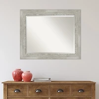Dove Gray Scoop Frame Beveled Mirror, 34x28 in.