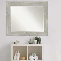 Dove Gray Scoop Frame Beveled Mirror, 34x28 in.