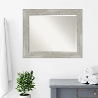 Dove Gray Scoop Frame Beveled Mirror, 34x28 in.