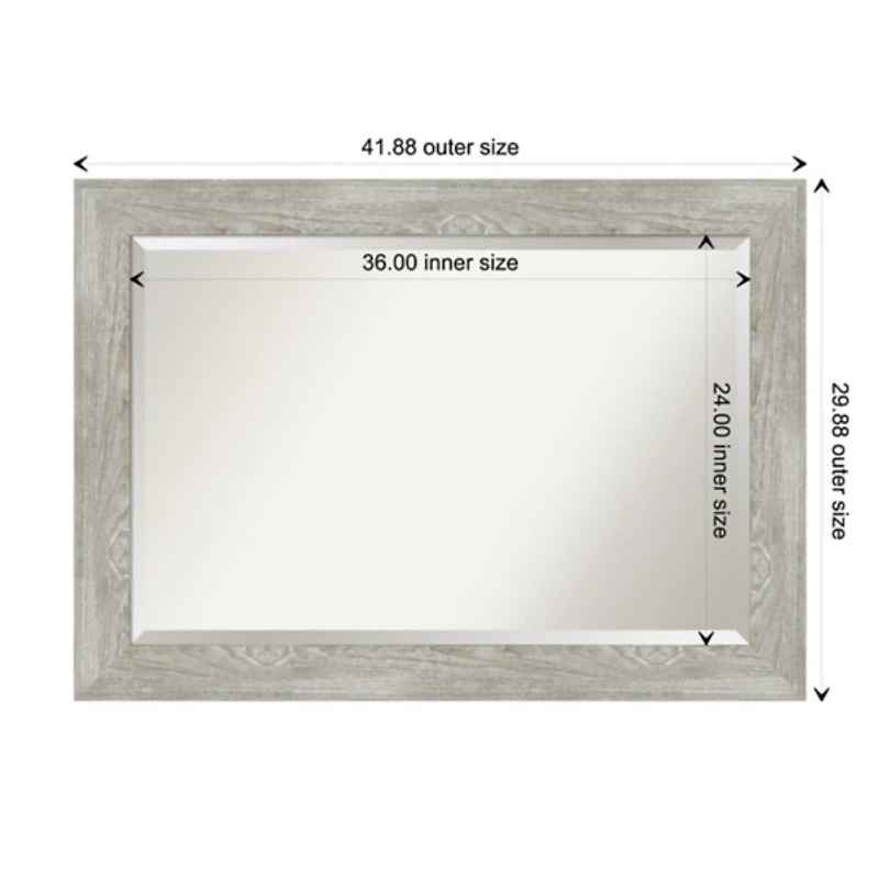 Dove Gray Scoop Frame Beveled Mirror, 42x30 in.