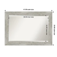 Dove Gray Scoop Frame Beveled Mirror, 42x30 in.