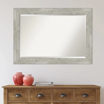 Dove Gray Scoop Frame Beveled Mirror, 42x30 in.