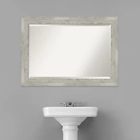 Dove Gray Scoop Frame Beveled Mirror, 42x30 in.