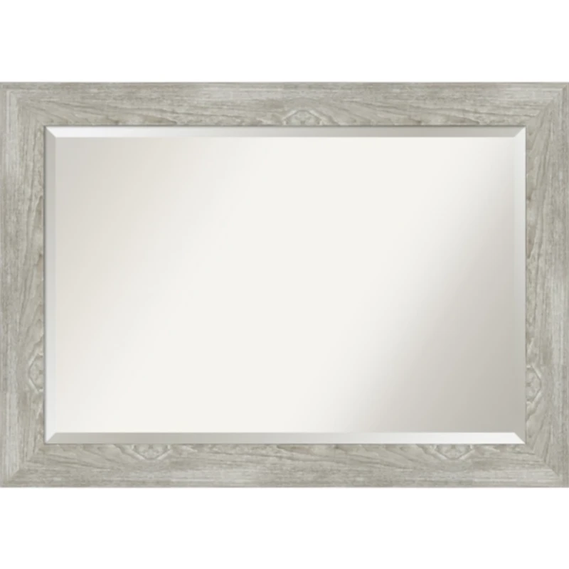 Dove Gray Scoop Frame Beveled Mirror, 42x30 in.