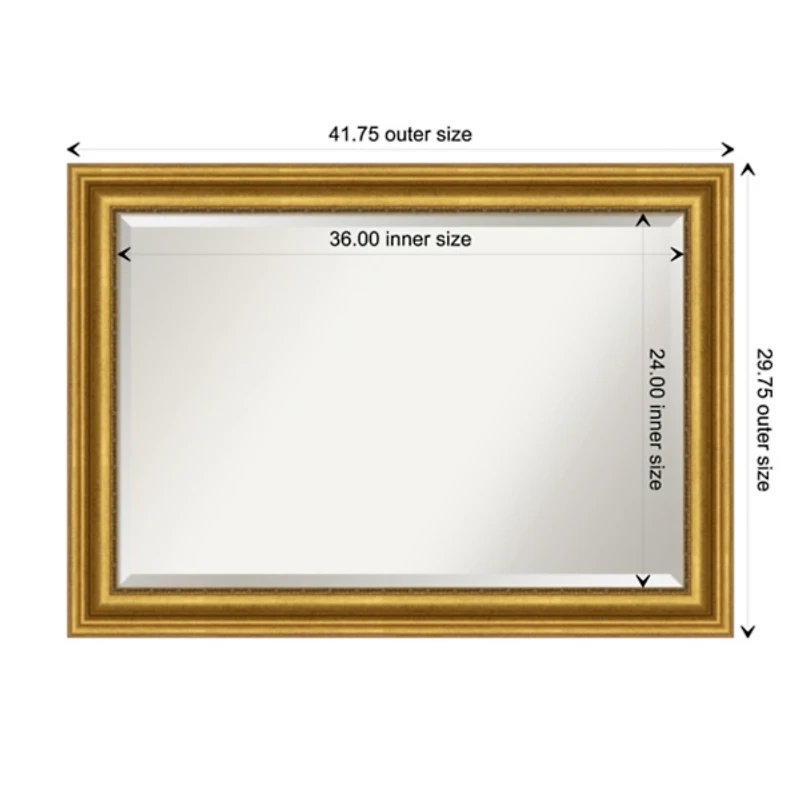 Gold Patina Scalloped Frame Beveled Mirror