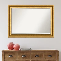 Gold Patina Scalloped Frame Beveled Mirror