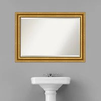 Gold Patina Scalloped Frame Beveled Mirror