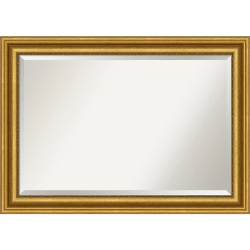 Gold Patina Scalloped Frame Beveled Mirror