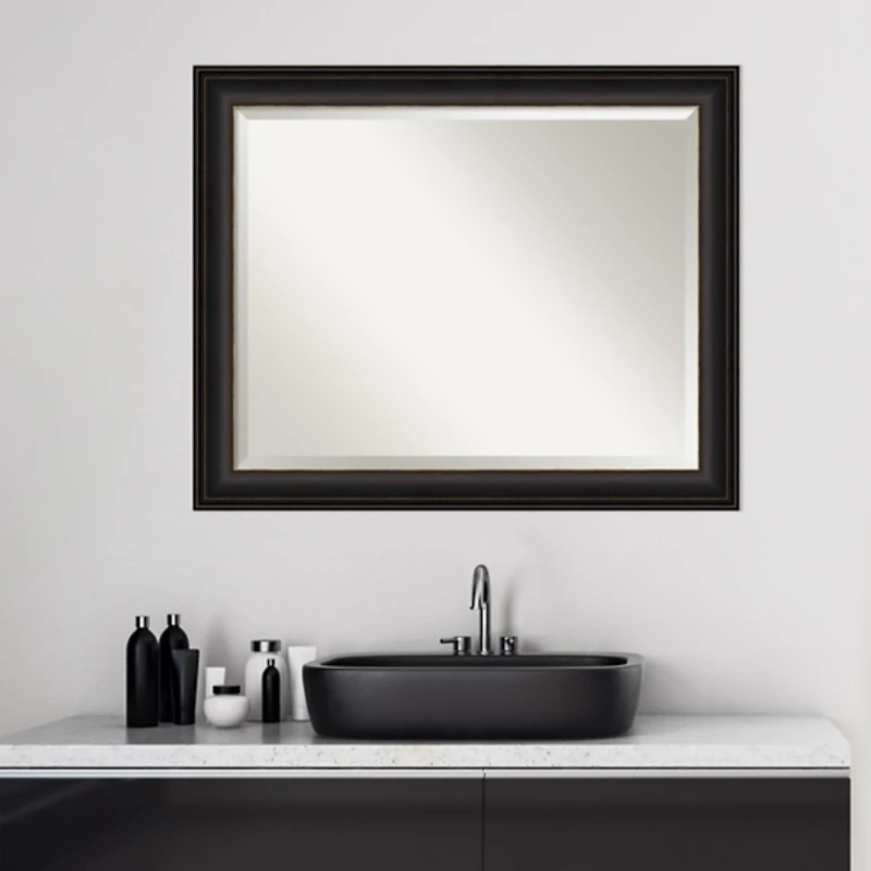 Espresso Bronze Frame Beveled Mirror