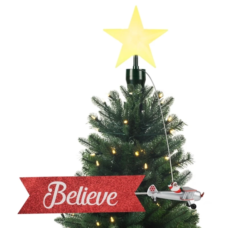 Santa's Plane Animated Pre-Lit Tree Topper