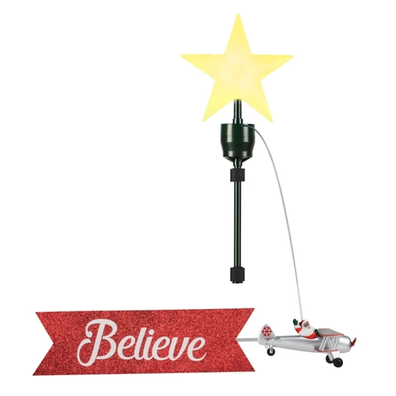 Santa's Plane Animated Pre-Lit Tree Topper