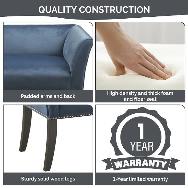 Antique Sapphire Low Back Upholstered Bench