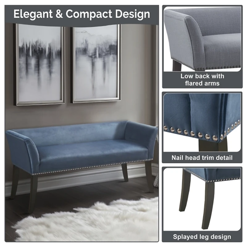 Antique Sapphire Low Back Upholstered Bench