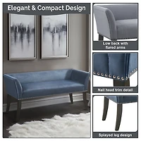 Antique Sapphire Low Back Upholstered Bench