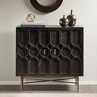 Black Wood Honeycomb 2-Door Storage Cabinet