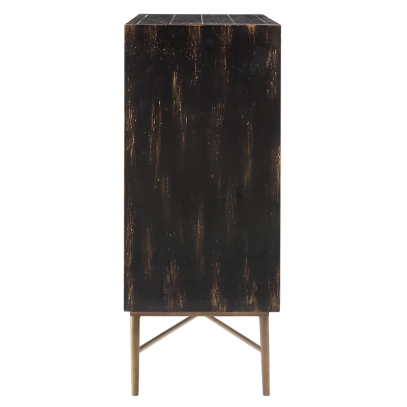 Black Wood Honeycomb 2-Door Storage Cabinet