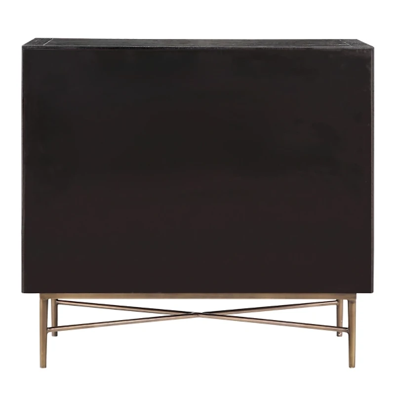 Black Wood Honeycomb 2-Door Storage Cabinet