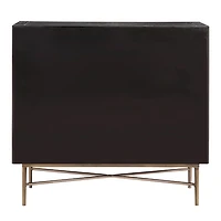 Black Wood Honeycomb 2-Door Storage Cabinet