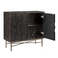 Black Wood Honeycomb 2-Door Storage Cabinet