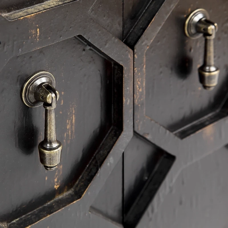 Black Wood Honeycomb 2-Door Storage Cabinet