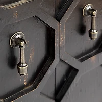 Black Wood Honeycomb 2-Door Storage Cabinet