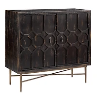 Black Wood Honeycomb 2-Door Storage Cabinet