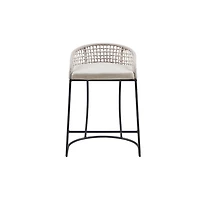 Rustic White Woven Rope Back Counter Stool