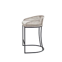 Rustic White Woven Rope Back Counter Stool