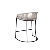 Rustic White Woven Rope Back Counter Stool