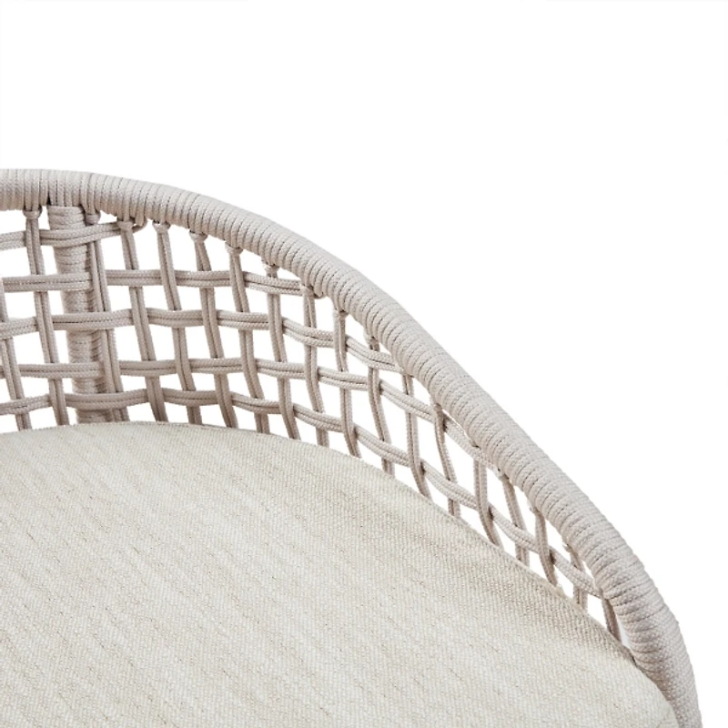 Rustic White Woven Rope Back Counter Stool