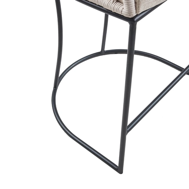 Rustic White Woven Rope Back Counter Stool
