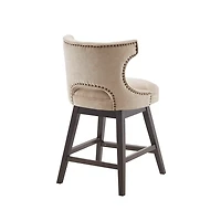 Sandy Beige Curve Back Swivel Counter Stool