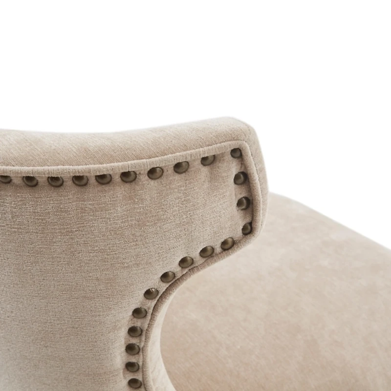 Sandy Beige Curve Back Swivel Counter Stool