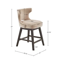 Sandy Beige Curve Back Swivel Counter Stool