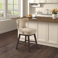 Sandy Beige Curve Back Swivel Counter Stool