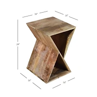 Natural Mango Wood Hourglass Accent Table