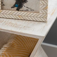 Whitewashed Mango Wood Hourglass Accent Table