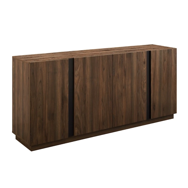 Dark Walnut Wood and Black Metal Sideboard