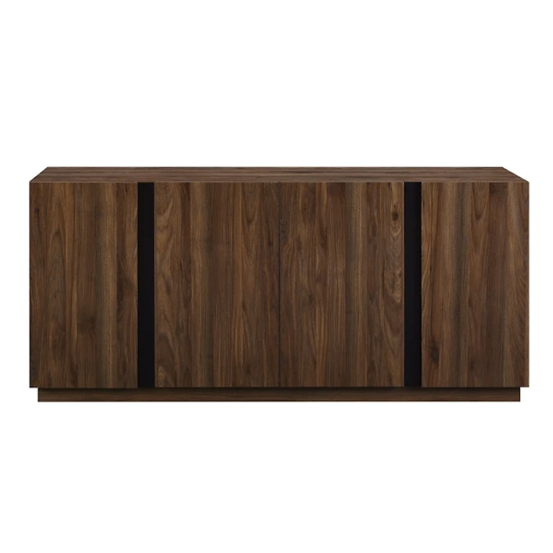 Dark Walnut Wood and Black Metal Sideboard