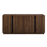 Dark Walnut Wood and Black Metal Sideboard
