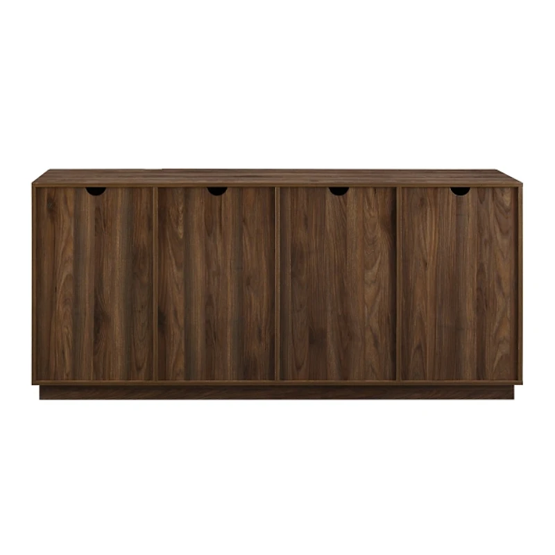 Dark Walnut Wood and Black Metal Sideboard