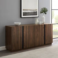 Dark Walnut Wood and Black Metal Sideboard