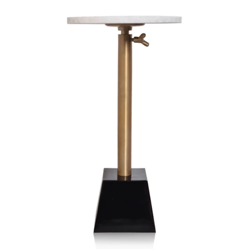 White Marble Top Tapered Base Accent Table, 12 in.